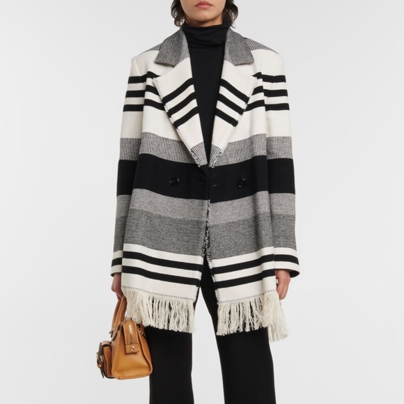 Dorothee Schumacher Striped Luxury Blanket Jacket with fringe Size 0 - Picture 1 of 7